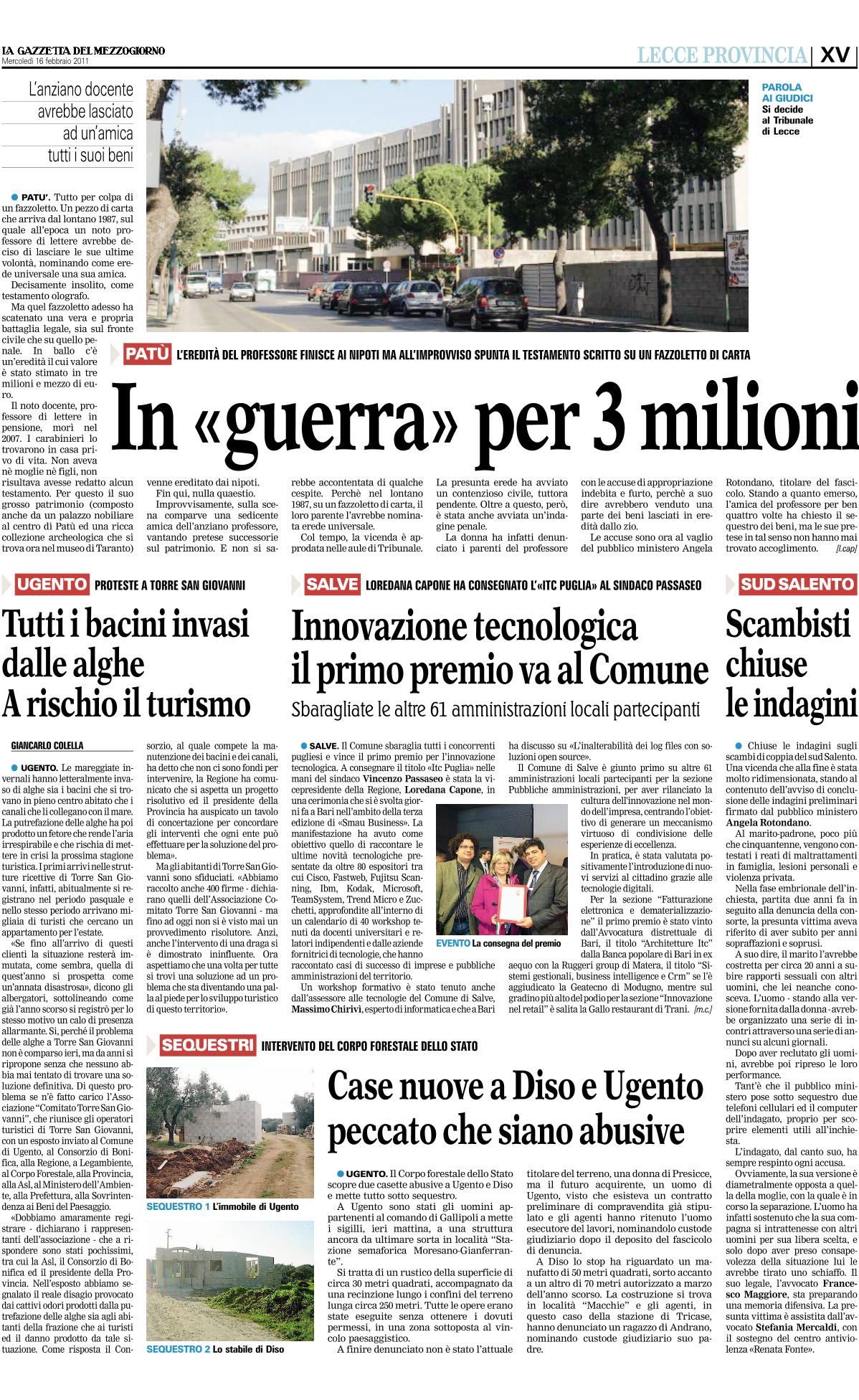 Gazzetta del mezzogiorno - 16/02/2011
